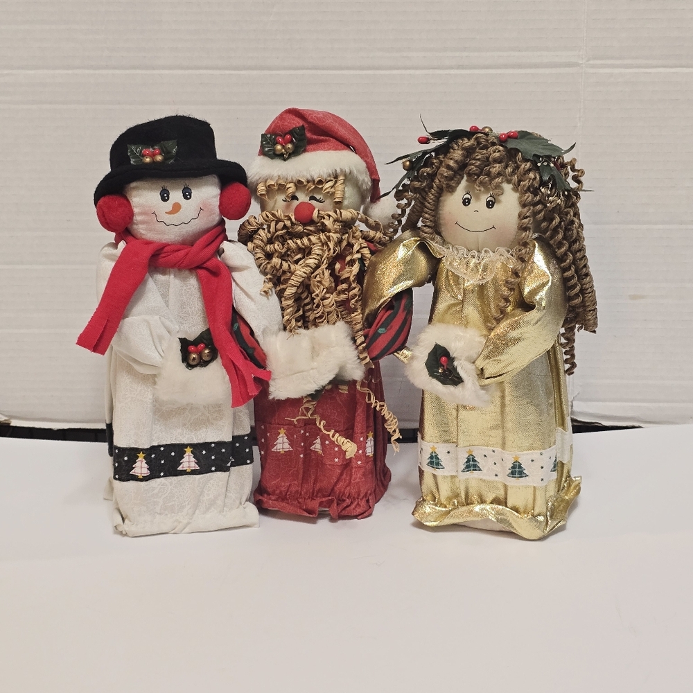 Christmas Wooden Block Doll Set Snowman, Angel and Santa Set